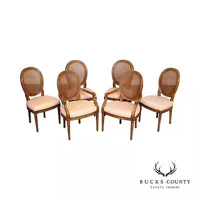 Henredon French Louis XVI Style Vintage Set Of 6 Walnut Cane Back Dining Chairs • $1495