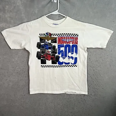 Vintage 90s 1994 Indy Indianapolis 500 Racing Car T Shirt Adult Large White Mens • $34.99