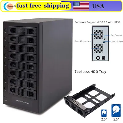  Bay Drive 3.5  Enclosure Hard USB 8-Bay Rack Holder Cage Case Caddy HDD 2.5  • $313.90