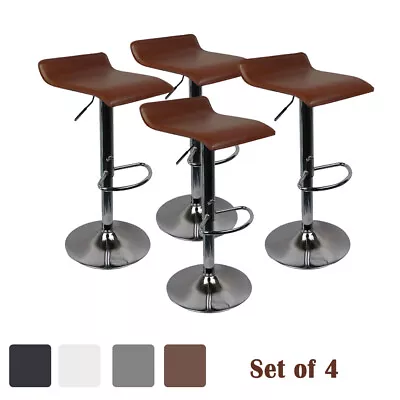 Set Of 4pcs PU Leather Swivel Bar Stools Height Adjustable Kitchen Dining Chairs • $102