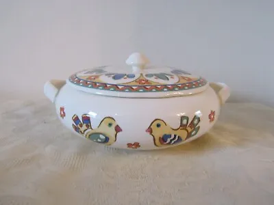 Vintage Retro Ceramic Serving Dish Vegetable Tureen With Chicks Hen Design 21cm • £11.99