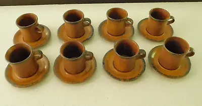 VINTAGE Set Of 8 McCOY CANYON MUGS And SAUCERS / STONEWARE • $49