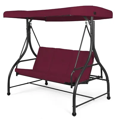 £149.99 • Buy Garden Patio Swing Chair 3 Seater Hammock Bench Convertible Canopy Cushion Seats