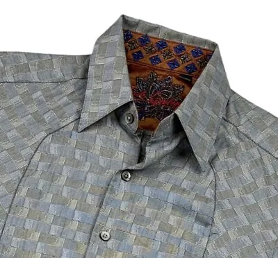 Robert Graham Men's Button Shirt Flip Cuff Shimmer Glitter Sparkle Blue • Small • $74.35