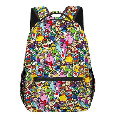 Anime Super Mario Backpack Boys Cartoon School Bag Girl Travel Houlders Bag Gift • £14.99