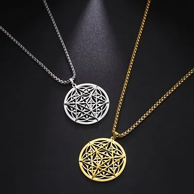 Flower Of Life Merkaba Necklace Sacred  Pendant For Spiritual Growth Protection • $7.46