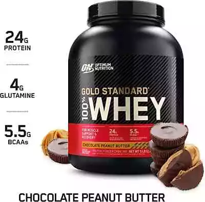 Optimum Nutrition Gold Standard 100% Whey Protein Powder 5lbs (68 Servings) • $70