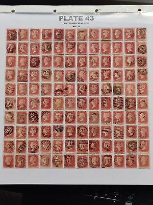 SG40 C10 Plate 43 GB QV 1d Penny Red Star Reconstruction 240 Postage Stamp Dye 2 • £1.75