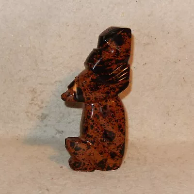 7  Aztec Mayan Figure MAHOGANY OBSIDIAN Carving Polished Jasper Stone Sculpture • $74.95