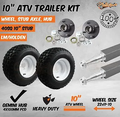 10  Atv Rim & Tyre Hub 40mm Stub Axle Wheel Kit Quad Bike Mower Trailer Farm • $299.95