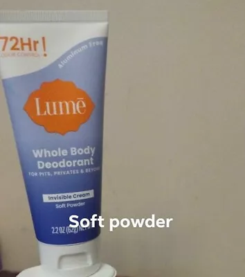 Lume Whole Body Deodorant Invisible Cream 72Hr Odor Control  SOFT POWDER ~ 2.2oz • $13.50