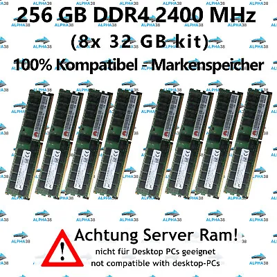 256 GB 8x 32 GB Rdimm ECC Reg DDR4-2400 Dell Precision Rack/Tower 7910 T7910 RAM • $608.31