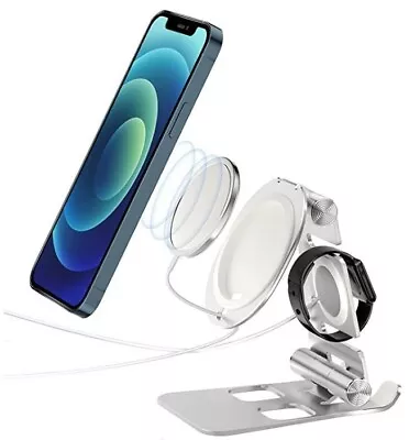 NEW 3in1 Foldable Aluminium Wireless Charging Stand For IPhone IPad Apple Watch  • £10
