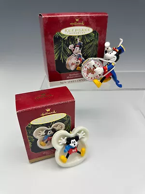 2 Hallmark Ornaments Disney Mickey's Snow Angel Mickey's Holiday Parade • $17.99