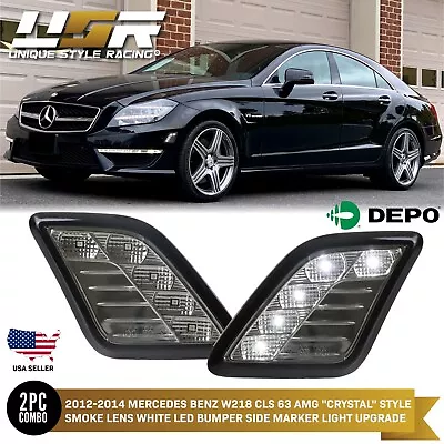 White LED Smoke Bumper Side Marker Light For 2012-2014 Mercedes W218 CLS63 AMG • $39.94