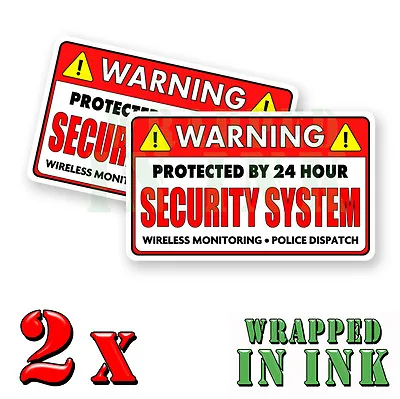 Video Surveillance Security Stickers Warning 24 Hour RED REC Decal 2 PACK • $2.99