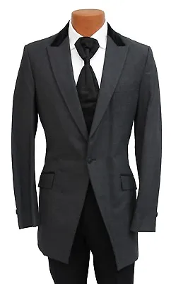 Charcoal Gray After Six Stroller Cutaway Jacket Victorian Costume Coat W/ Cravat • $52.49