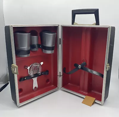 Vintage Mid Century Trav-L Travel Barware Cocktail Set Suitcase • $25