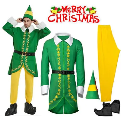 Mens Christmas Cosplay Elf Buddy's Musical Costume Outfits Fancy Dress Suit Xmas • £26.80