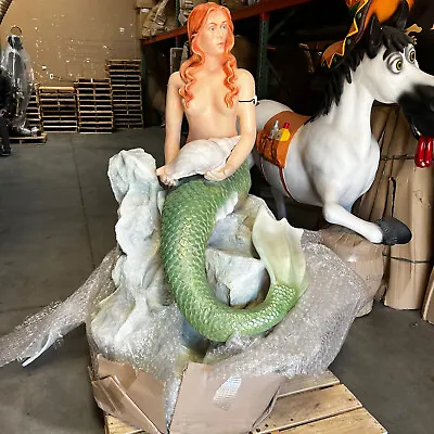 Mermaid Life Size Statue Sitting On Rock Under The Sea Prop Display Theme Decor • $2252.85