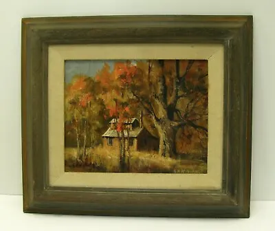 Vintage Framed Acrylic Fall Painting Sugaring House GB Wilhelm Rockport MA 15x13 • $74.95