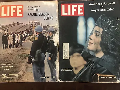 Martin Luther King Life Magazine Lot Of 2 Selma 1965 Funeral 1968 Acceptable • $40