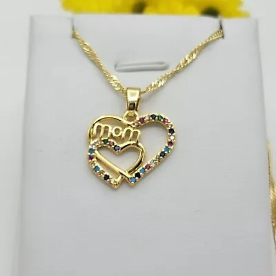 14K Gold Plated Mom Linked Hearts Pendant Necklace Grandmother Mother's Day • $14