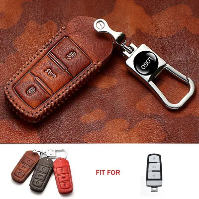 Top Layer Leather Car Key Fob Case Cover Holder For Volkswagen VW Passat B6 CC • $19.30