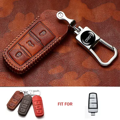 $19.30 • Buy Top Layer Leather Car Key Fob Case Cover Holder For Volkswagen VW Passat B6 CC
