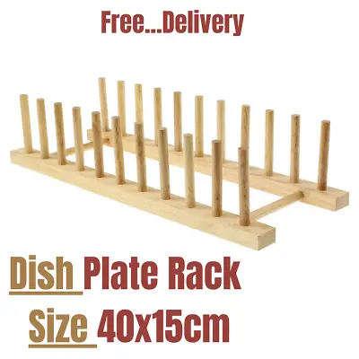 £19.99 • Buy Large Wooden Dish Plate Rack Stand Holder Drying Drainer Kitchen Storage Rac