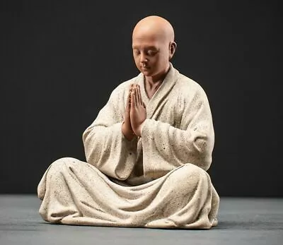 Chinese Porcelain Monk Statue Buddha Buddhism Zen Figure Decors • $49.51