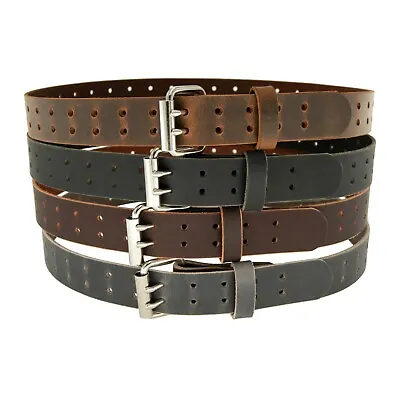 Buffalo Leather Belt Double Prong_2 Hole_1 1/2  Width 1.5 _Made In USA By Amish • $44.99