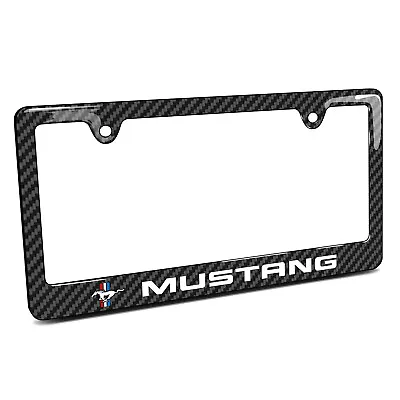 Ford Mustang Tri-Bar Black Carbon Fiber Look ABS Plastic License Plate Frame • $27.99
