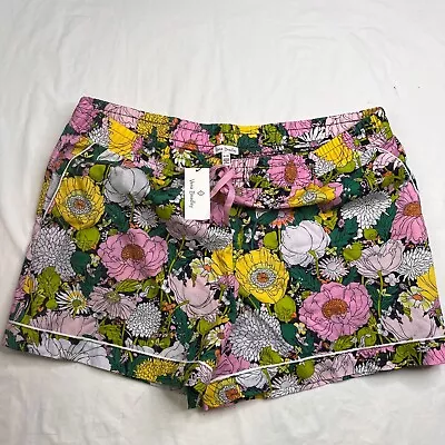 New Vera Bradley Pink & Green Floral Paisley Short Shorts 100% Cotton Ladies XL • $22.99