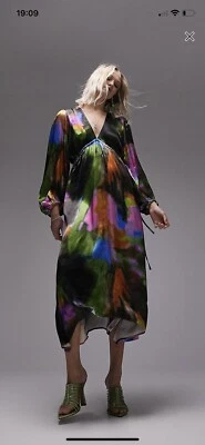 £30 • Buy Topshop UK 18 Tie Dye Satin Midi Dress £75