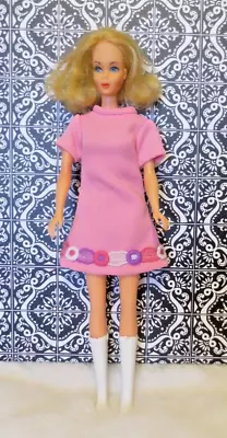 Gorgeous Vintage Mod  Barbie Clone Doll Clothes Flower Power Mini Dress • $21.99