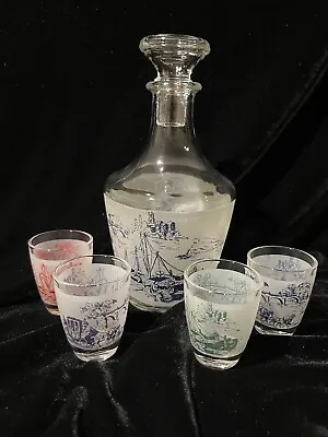 Vintage 1960's French Decanter And Cordial Glass Set • $21