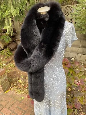 Norwegian Black Fox Fur Shawl Boa Scarf  Wrap Made In The USA • $275