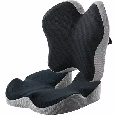 $65.99 • Buy Memory Foam Office Car Chair Seat Cushion And Lumbar Support Pillow Set Black
