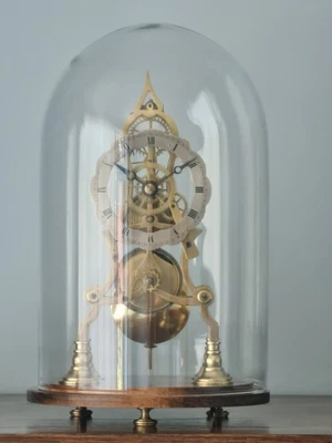 £395 • Buy SKELETON CLOCK UNDER GLASS DOME 8 Day With Key