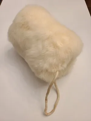 Vintage 1960's White Rabbit Fur Muff Lined Hand Warmer For Child 7 L W/Wristlet • $18.50