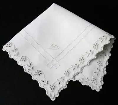 Antique Madeira Embroidery Linen Napkin 13  Personalized  Lotte  Finest Handwork • $24