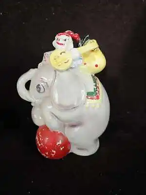 Vintage Ceramic Circus Elephant And Clown Bank 7 1/4  T • $16.90