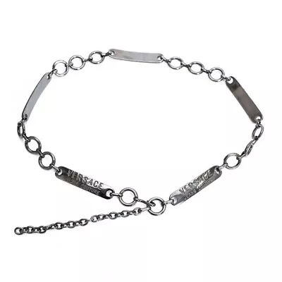 Versace Jeans Couture Metal Logo Plate Chain Belt Gunmetal Silver Ladies Women's • $210.38