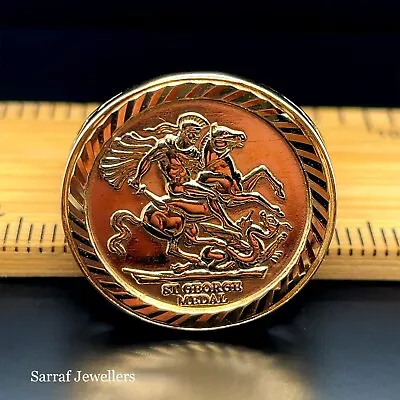 9ct YELLOW GOLD HALF SOVEREIGN-Size RING St George Coin Dragon Slayer  Z Z+1 Z+2 • £329.90