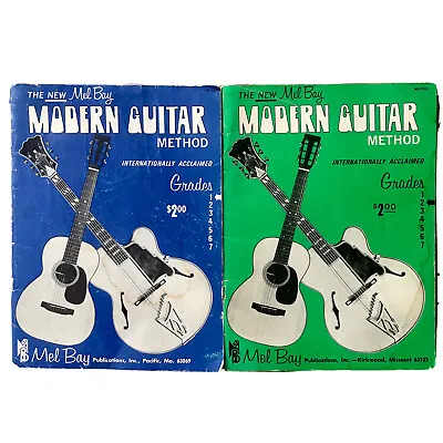 Mel Bay Modern Guitar Method Grades 1 & 2 USA 1972 & 1973 Both Books Home School • $14.59