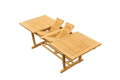 7-Pc Outdoor Teak Dining Set: 94  Masc Rectangle Extension Table 6 Chairs Devon • $3483.48