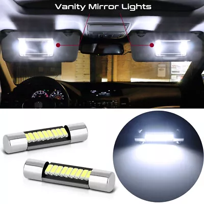 2x 6000K White 29mm LED Sun Visor Lamp Vanity Mirror Light Bulb 6612F 6614F 6615 • $5.50