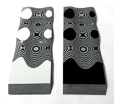 2 Pcs BLACK / WHITE LAYERED .250  G-10  KNIFE HANDLE MATERIAL SCALES   • $14.98