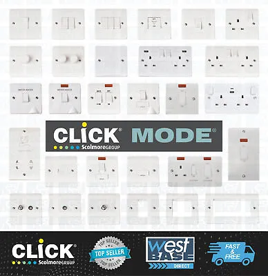 £4.69 • Buy Click Mode White Moulded Plastic Switches & Sockets+USB Dimmer LED - Full Range